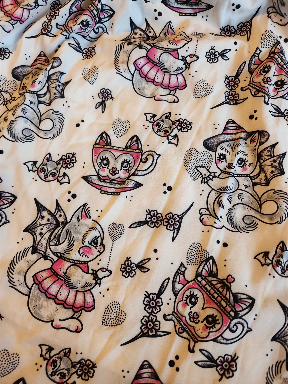Sourpuss Clothing Creep Heart Cat Swing Skirt - Picture 8 of 9